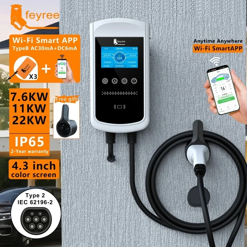 Feyree Type2 EV Charger 32A 7. - đánh giá và giá Home Ev Charger